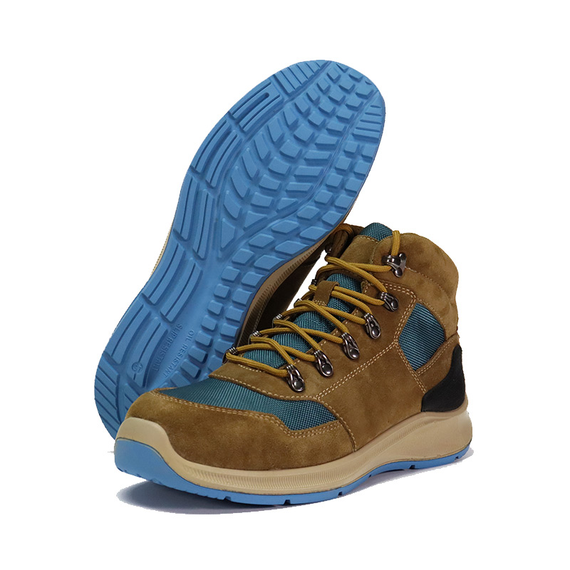 Zapatos de trabajo de tela de nailon y ante con suela de goma