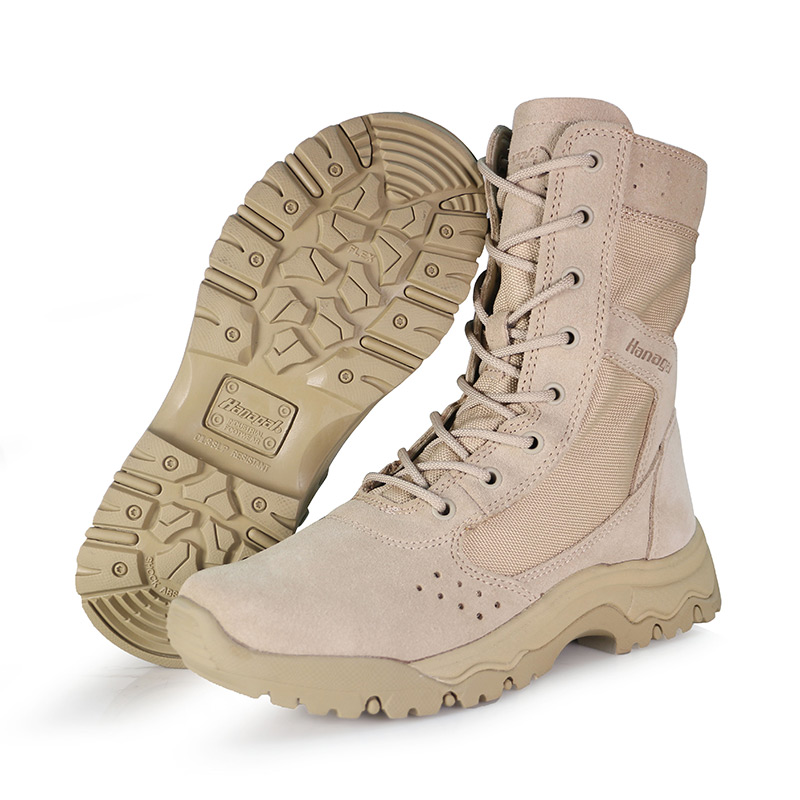 Botas de combate de cuero de gamuza suave con cremallera YKK